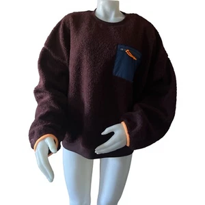 Women’s Sherpa Crewneck Sweatshirt Size XXL CONVERSE Brown - Picture 1 of 12