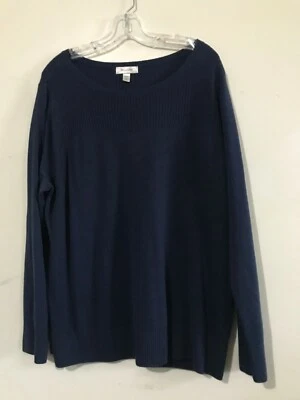 Dressbarn Plus Size 2X Navy Blue Ribbed Sweater Women Stylish Modern - Image 1 of 4