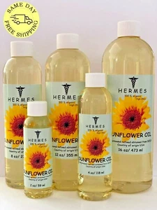 SUNFLOWER OIL HIGH OLEIC by HERMES Cold Pressed Refined 100% ORGANIC 2 oz-16 oz - Picture 1 of 6