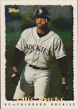 1995 Topps CyberStats Parallel Ellis Burks #132 Colorado Rockies Baseball