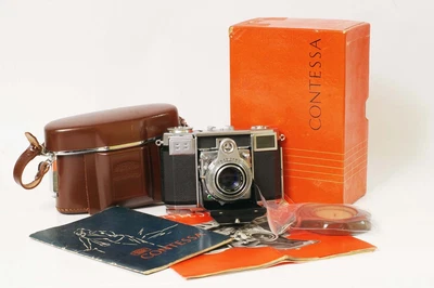 Cámara telémetro F97435~ Zeiss Contessa 35, estuche, libro, caja - casi como nueva Foto 1 de 4