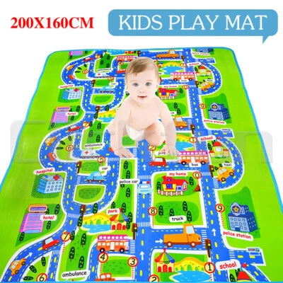 Waterproof Children Mats Baby Kids Rug CITY Carpet Car Play Mat Track 200x160cm - image 1 of 4