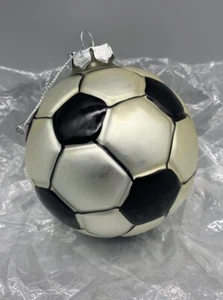 Blown Mercury Glass Christmas Ornament Soccer Ball 2 1/2" Diameter - Picture 1 of 4