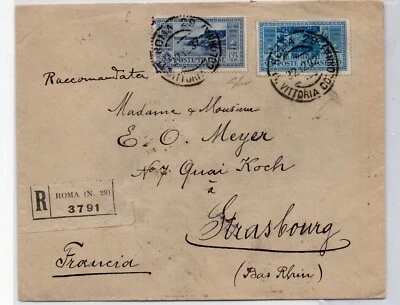 REGNO 1932  lire 1.75 + lire 0.25 + 1,25 GARIBALDI SU RACCOMANDATA RM Strasburgo - Immagine 1 di 2