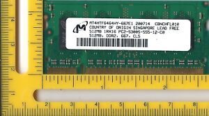 MT4HTF6464HY-667E1 CMZ 512MB 200p PC2-5300 CL5 4c 64x16 DDR2-667 1Rx16 1.8V SODI