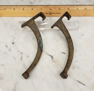 2x Antique Vintage Big Cast Iron Hat Coat Hooks Curtin Rod Hanger Hook Bracket - Picture 1 of 11