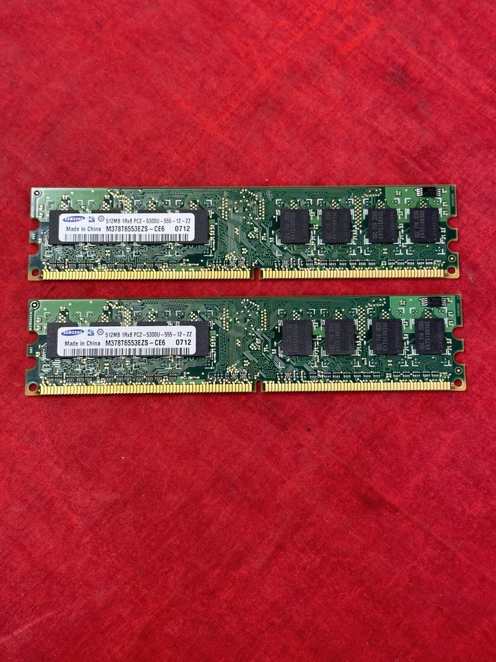 SAMSUNG RAM 512MB 1Rx8 PC2-5300 667MHz 8-CHIPS UBF M378T6553EZS-CE6 PC Desktop - Image 1 of 4