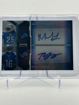 2011 Topps Bowman Sterling 11/25 Titus Young & Mikel Leshoure Autograph NFL Card - Image 1 of 2