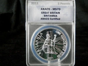 2011 1 oz Silver Great Britain Britannia ANACS MS 70 | UK 2 Pounds - Picture 1 of 4