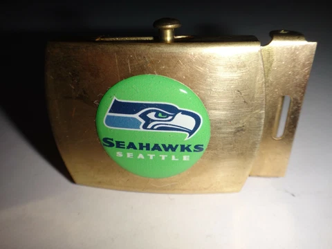 NFL Seattle SEAHAWKS Team Brass Belt Buckle, Manufactured By U.S. C.E Cover