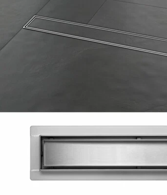 Canalina doccia a pavimento acciaio inox Madeira 50 cm acciaio inox piastrellabile scarico  - Immagine 1 di 4