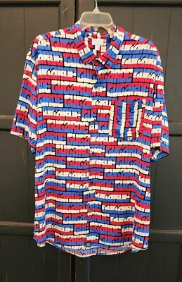 LuLaRoe Thor Camp Shirt Red White Blue Black Gugarde Print Men's XL EUC - Image 1 of 4