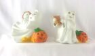 Ceramiczne bisque halloweenowe duchy z dyniami figurki tamburyn