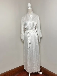 Natori White Bridal Long Robe Embroidered Floral Sheer Elegant Gown Kimono Small - Picture 1 of 16