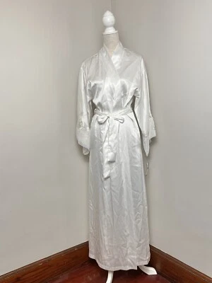 Natori White Bridal Long Robe Embroidered Floral Sheer Elegant Gown Kimono Small - Image 1 of 4