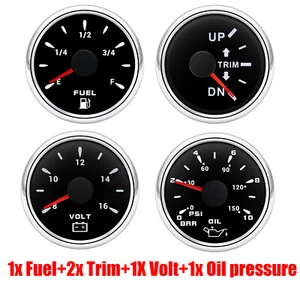 52mm Fuel Level Oil Pressure Voltmeter Trim Gauge 7 Colors LED For Car Boat - Picture 1 of 17