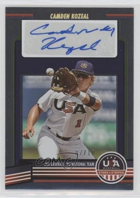 2023 Panini USA Baseball Stars & Stripes Gold /10 Camden Kozeal #18U-CK Auto - Image 1 of 2