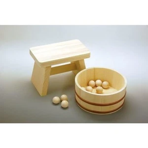 Japanisches Bad Holz Hocker Waschschüssel Eimer Naturholz Onsen Spa Set HINOKI Neu - Bild 1 von 3