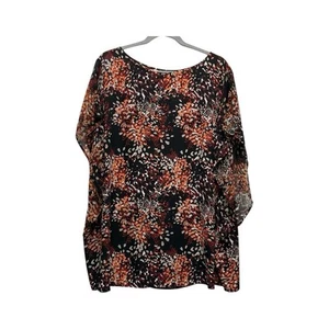 Camicetta Sejour Sheer Batwing nuova con etichette taglia 16W multicolore stampa petali swrlng bohemien - Foto 1 di 9