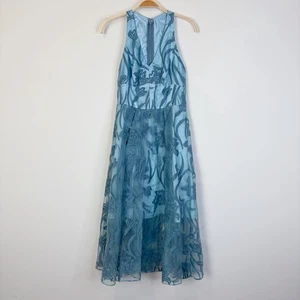 Yoana Baraschi Damen Satin Tüll bestickt V-Ausschnitt ärmelloses Kleid blau Gr. 4 - Bild 1 von 15