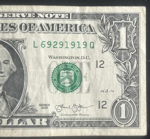 (DESCENDING ALTERNATOR!) $1 Alternator 9s Fancy Serial Number L69291919Q - Picture 1 of 3