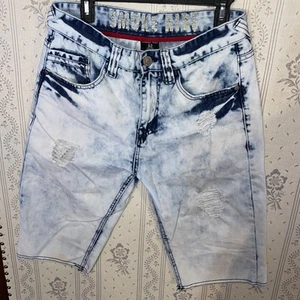 Smoke Rise Denim Shorts Men's 32 Bleached Acid Wash Distressed Denim Jorts Jean - Picture 1 of 6