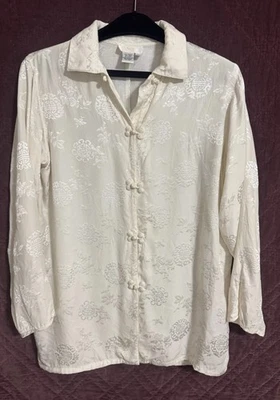 Túnica Soft Surroundings para mujer mediana asiática oriental estampado mezcla de seda de colección Foto 1 de 4