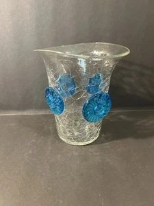 Vtg 1950s Blenko #439 Clear Crackle Blue Floral Prunts  - Picture 1 of 4