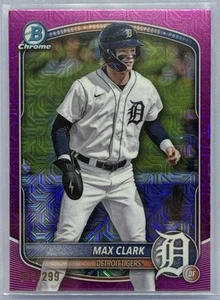 Max Clark - 2025 Bowman Chrome Prospects #BP-26 Fuschia Refractor/299 TIGERS - Bild 1 von 2