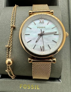 JUEGO RELOJ Y PULSERA CARLIE MUJER FOSSIL ES4443 - ORO ROSA - MADRE DE GUISANTE - Imagen 1 de 7
