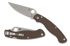 Spyderco Knife Military C36GPBN15V2 Brown G10 CPM 15V Carbon Steel Pocket Knives - Picture 1 of 1