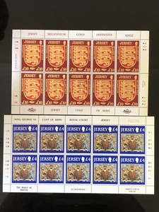 JERSEY 2000,MILLENNIUM DEFINITIVE £10 + 1995 £4 COAT OF ARMS FULL SHEET Mint - Picture 1 of 1