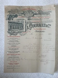 Ancienne Facture Courault Droguerie Huiles & Graisses Angers 1910 - Picture 1 of 1