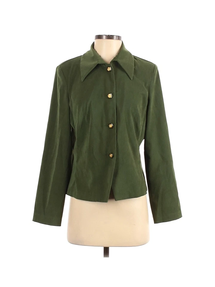 Blazer Dressbarn Mujer Pequeño Tres Botones Chaqueta Verde Manga Larga Carrera Foto 1 de 3