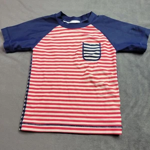 Hanna Andersson Boys Striped Raglan Swim Shirt Size 100 Red/White/Blue - Picture 1 of 10