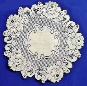 Vintage Rose 15" Spitzendeckchen Elfenbein Wohnzimmer Schlafzimmer Esszimmer Höhle - Bild 1 von 2