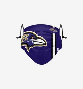 BALTIMORE RAVENS FOCO ON-FIELD SIDELINE LOGO PLEATED FACE COVER/MASK - Picture 1 of 2