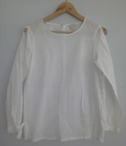 J. Crew Women's White 100% Cotton Cold Shoulder Long Sleeve Blouse Top Size XS - Picture 1 of 14