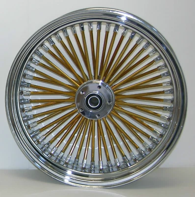 MAMMOTH FAT 52 GOLD SPOKE WHEEL 16x3.5 HARLEY SOFTAIL HERITAGE DELUXE - Image 1 of 2