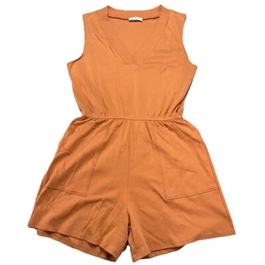 Zenana Romper Sleeveless V-neck Rusty Orange, Pockets Sz XL Comfy, Preppy, Dress - Picture 1 of 9
