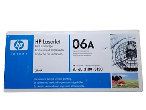 NEW Genuine HP 06A Black Print Cartridge C3906A LaserJet 5L 6L 3100 3150 Sealed - Picture 1 of 5