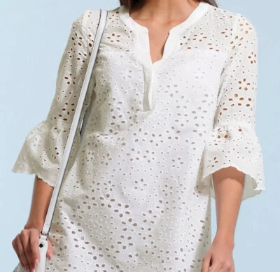 NEU: IBIZA SOMMERKLEID SPITZE VOLANTS 34 38 44 46 48 ALBA MODA weiss *72786260 - Bild 1 von 4