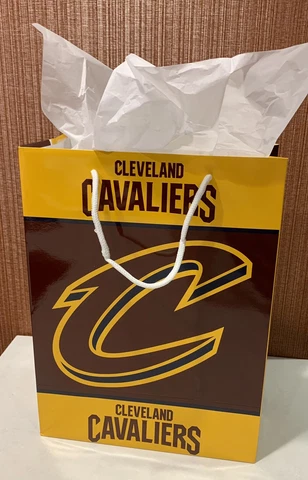 Cleveland Cavaliers Official 13 Inch X 10 IN Glossy Gift Bag W/ White Gift Paper Cover