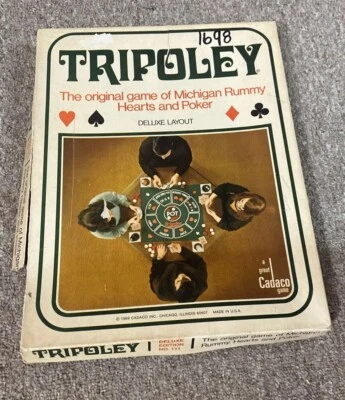 Vintage Tripoley 1969 Board Game Deluxe Edition #111 Cadaco Mat & Box USA Layout - Image 1 of 4