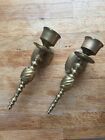 Pair Of Antique Brass Candle Wall Mounted Sconces Perfect Condition