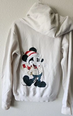 Disney Parks Christmas 2021 Mickey Mouse Hoodie Zip Sweatshirt XSmall White M3b - Image 1 of 3
