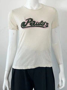 Loewe Paula's Ibiza Elfenbein T-Shirt Baumwolle Seide Größe Small Top - Bild 1 von 4