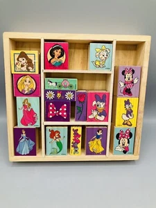 18pc Disney Themed Stamp Lot with storage Princesses, Minnie Mouse, Daisy Duck - Picture 1 of 5