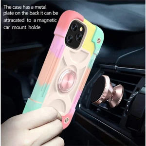 Shockproof Armour Colour Phone Cases With Magnetic Ring Stand For IPhones - Picture 1 of 25