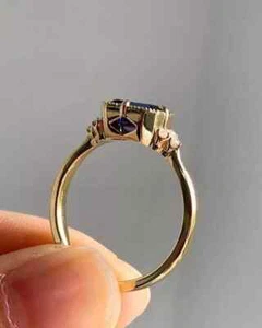 2Ct Emerald Cut Sapphire Lab Created Diamond 14K Yellow Gold FN Engagement Ring - Picture 1 of 7